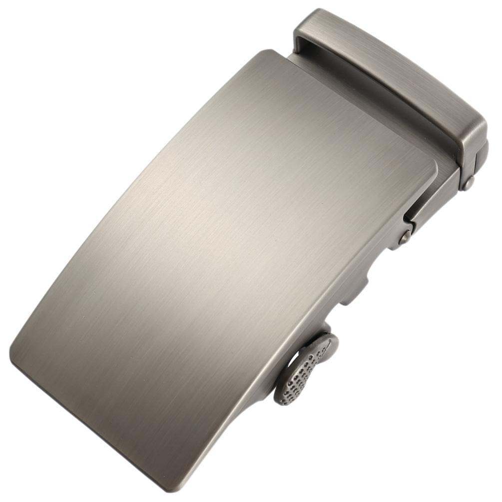 Plate curved steel ratchet belt buckle 1.38 inch polished front view | Hedonist Chicago