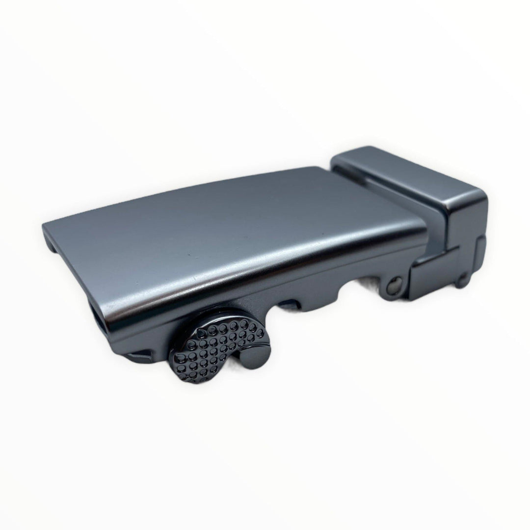 Plate blue gray ratchet belt buckle 1.15 inch stylish front view | Hedonist Chicago