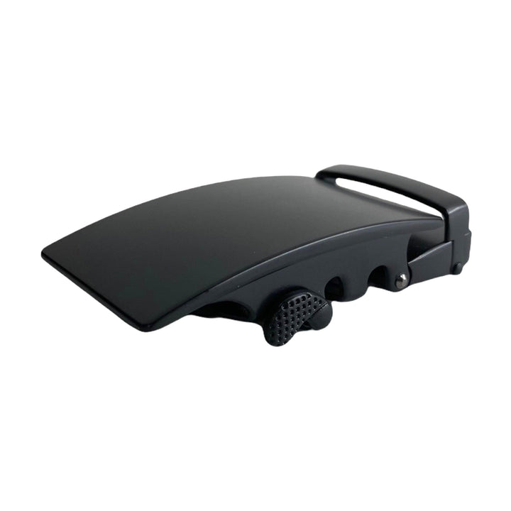Curved black ratchet belt buckle 1.38 inch front view | Hedonist Chicago