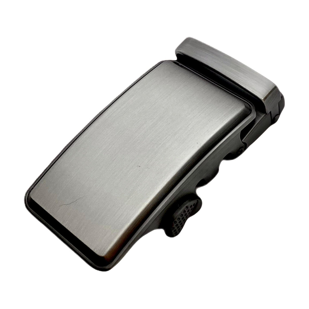 Jeans washed metallic ratchet belt buckle 1.38 inch front view | Hedonist Chicago
