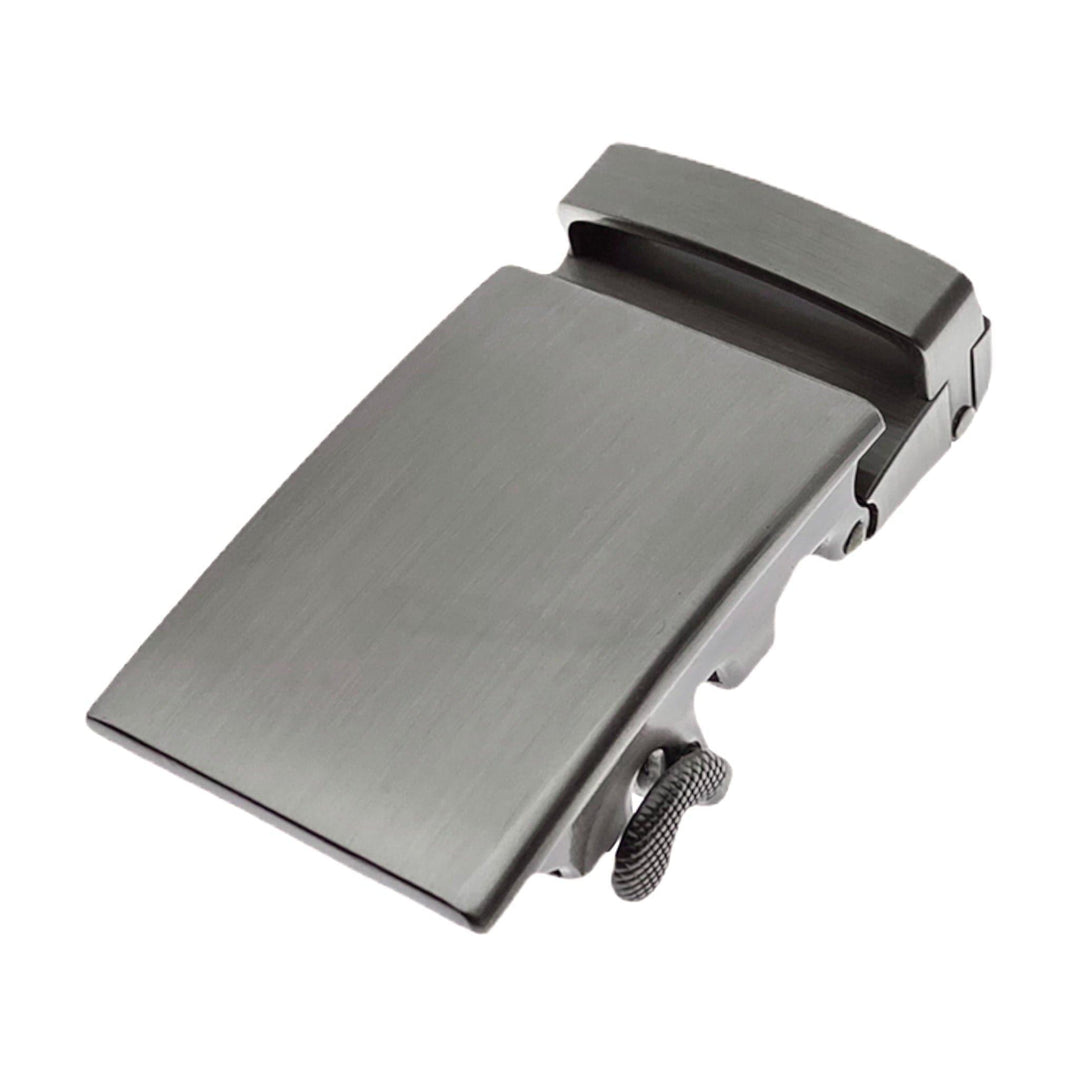 Plate brushed metallic ratchet belt buckle 1.15 inch front view | Hedonist Chicago