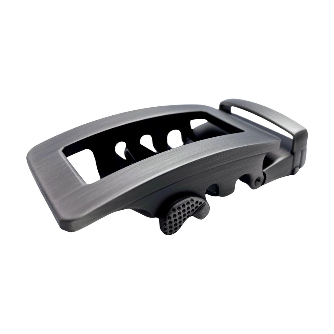 Metal Automatic belt buckle 1.38" , angled view, for ratchet leather belts by Hedonist Chicago