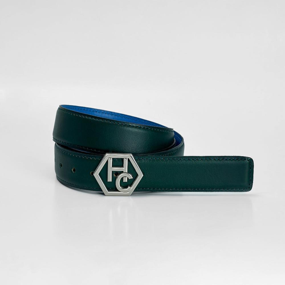 Women's reversible design leather belt - deep sea green - Hedonist Chicago - premium women's leather accessory