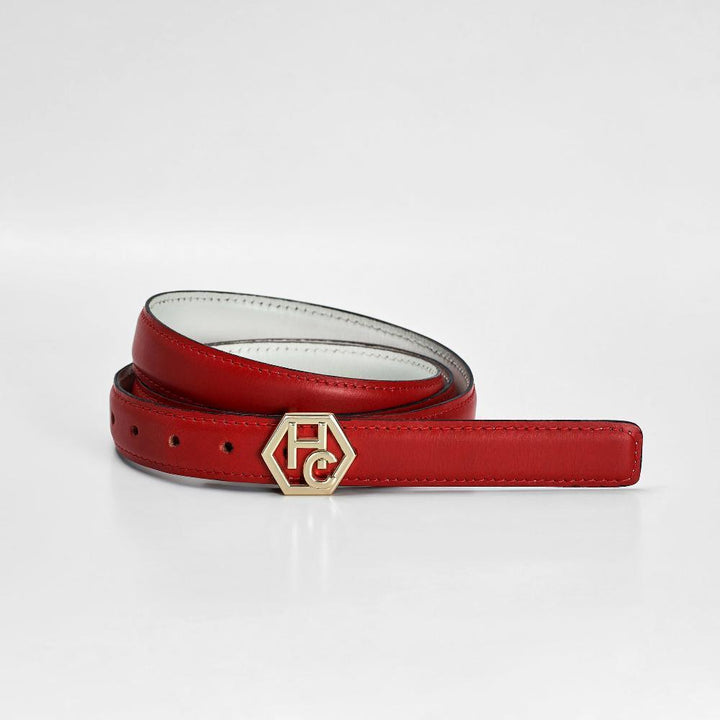 Women's signature detail belt - red - Hedonist Chicago - premium women's leather accessory