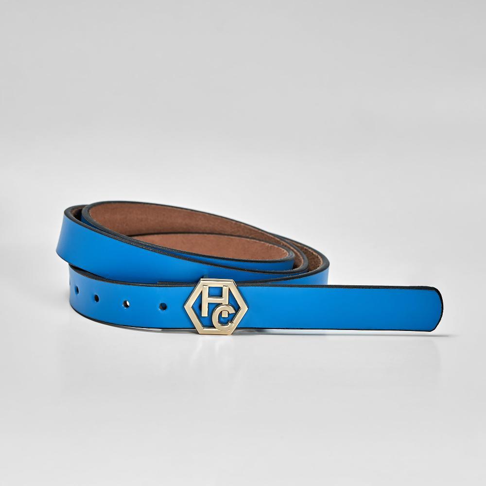 Women's seamless edge leather belt - blue - Hedonist Chicago - premium women's leather accessory