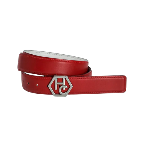 Women's reversible design leather belt - red - Hedonist Chicago - premium women's leather accessory (1"/1.3", reversible with white)
