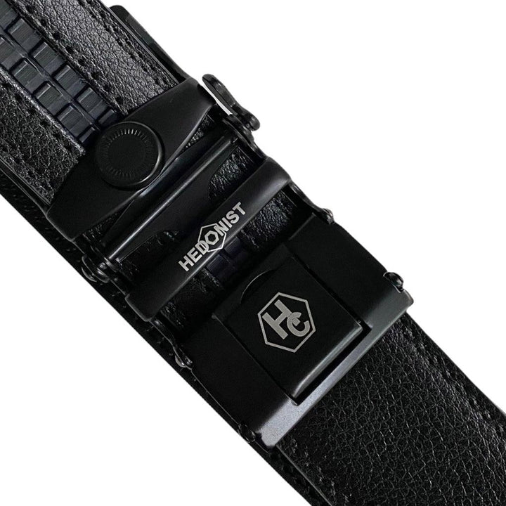 Metal Automatic belt buckle 1.38" , hardware close-up, for ratchet leather belts by Hedonist Chicago