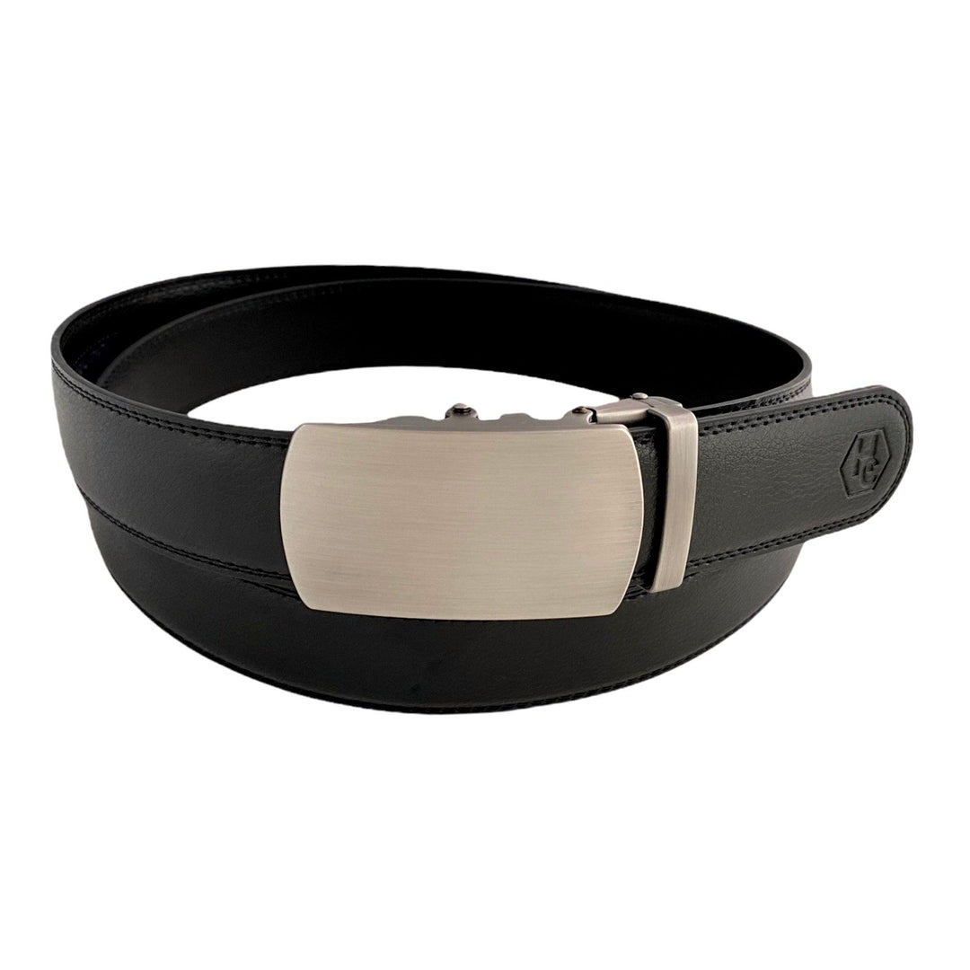Gun Metal Ratchet Metal belt buckle 1.38" , front view, for leather belts by Hedonist Chicago