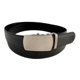 Black Leather Ratchet Belt Gun Metal Buckle