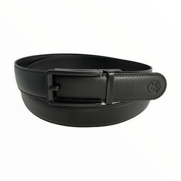 Genuine Leather Black Strap And Ratchet Black Buckle 1.38"