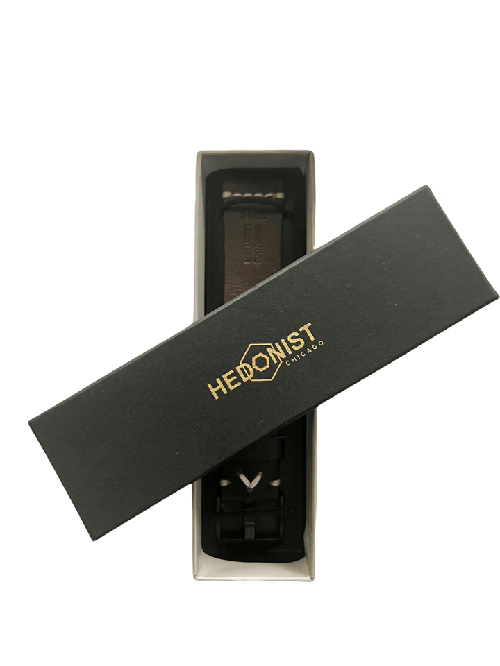 Burgundy Apple Watch band presented in Hedonist Chicago gift box