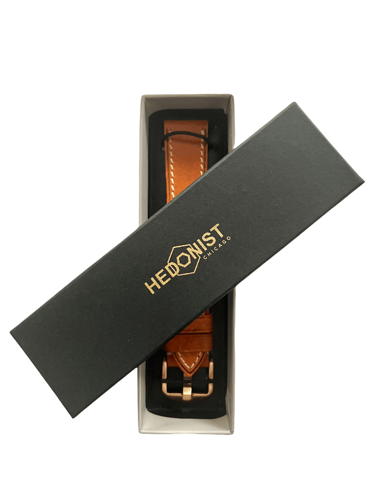 Pink padded leather Apple Watch band – two-piece strap with buckle and holes | Hedonist Chicago