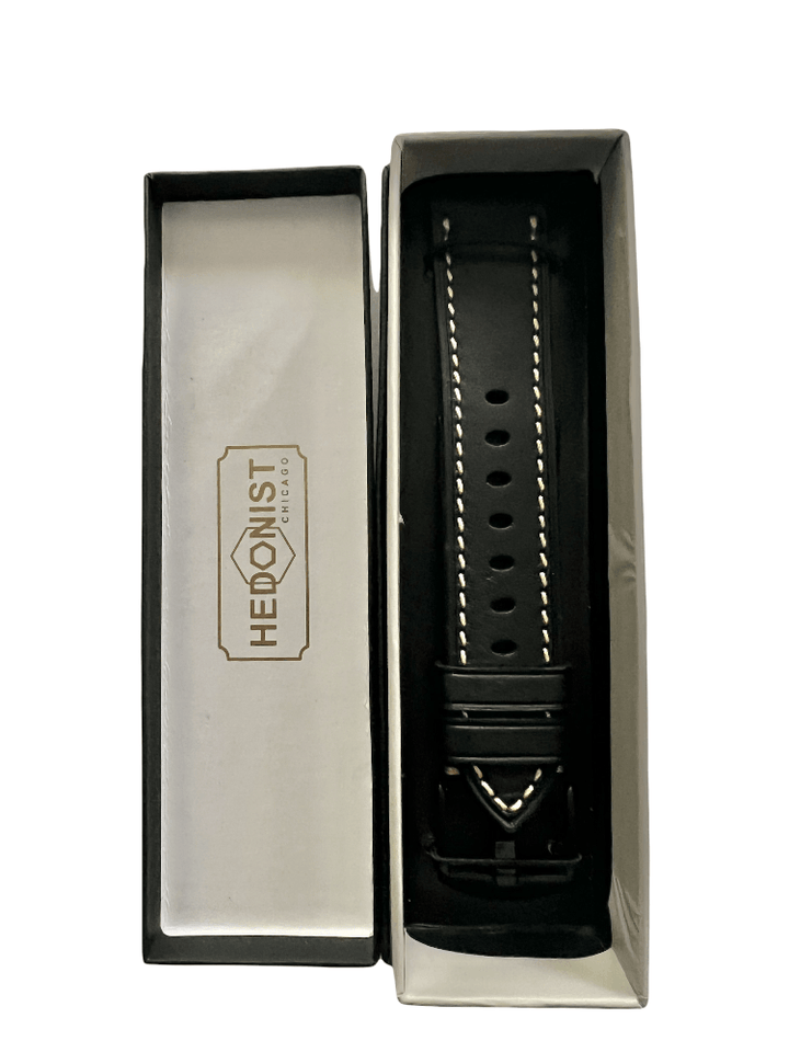 Blue padded leather Apple Watch band – two-piece strap with buckle and holes | Hedonist Chicago