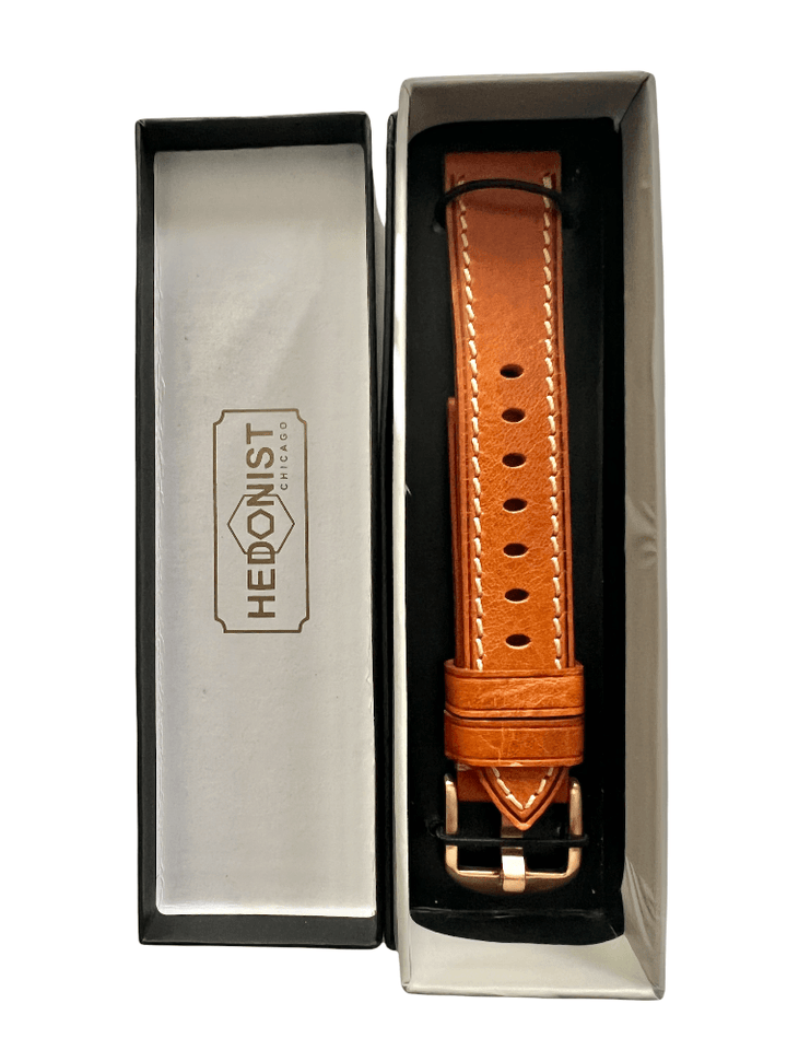 Pink padded leather Apple Watch band – two-piece strap with buckle and holes | Hedonist Chicago