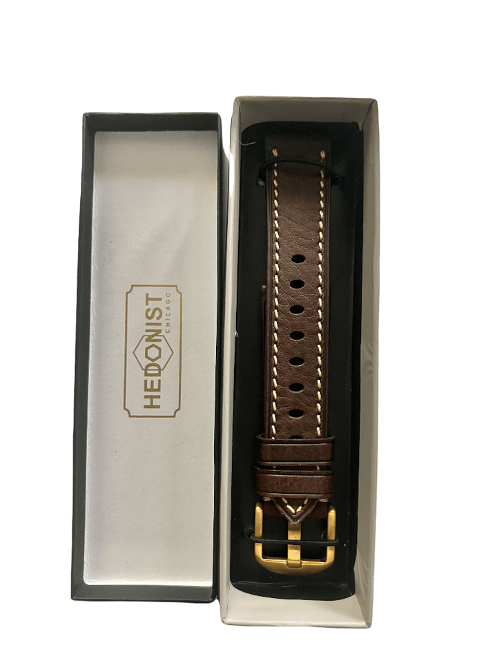 Pink beige padded leather Apple Watch band – two-piece strap with buckle and holes | Hedonist Chicago