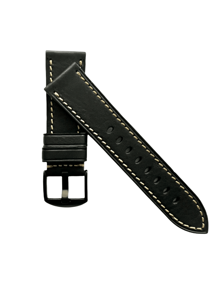 Blue padded leather Apple Watch band – two-piece strap with buckle and holes | Hedonist Chicago
