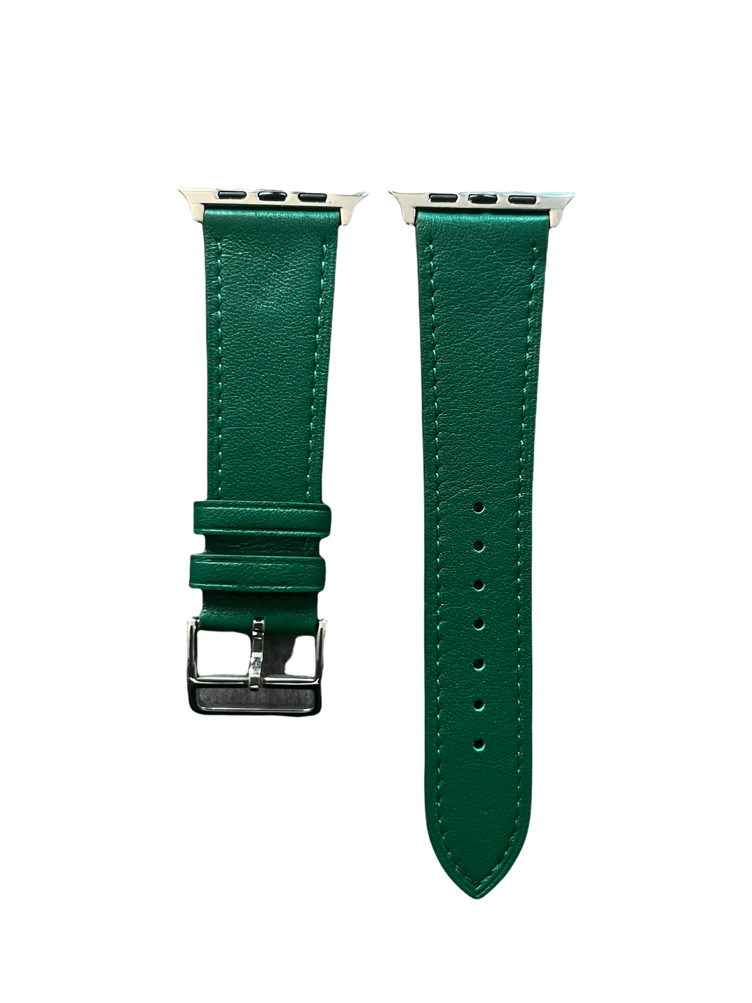 Green leather Apple Watch band  two-piece strap with buckle and holes | Hedonist Chicago