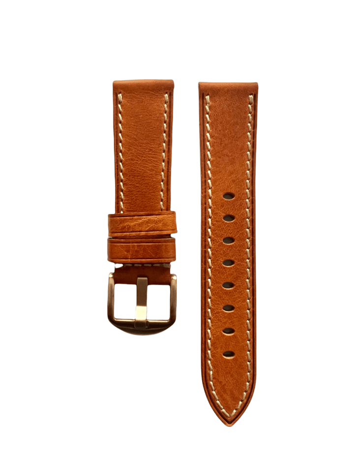 Blue padded leather Apple Watch band – two-piece strap with buckle and holes | Hedonist Chicago