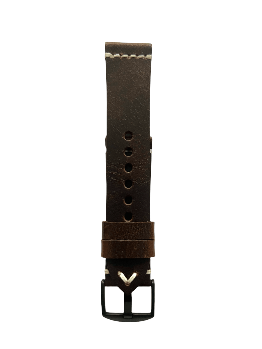 Burgundy leather Apple Watch band – two-piece strap with buckle and holes | Hedonist Chicago