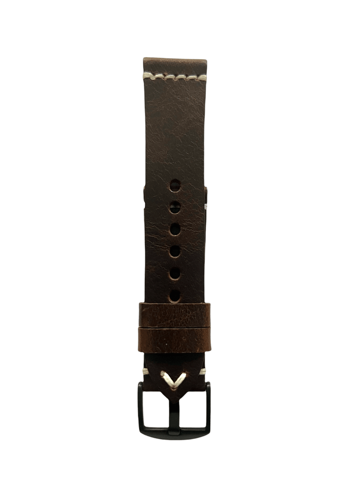 Burgundy leather Apple Watch band – two-piece strap with buckle and holes | Hedonist Chicago