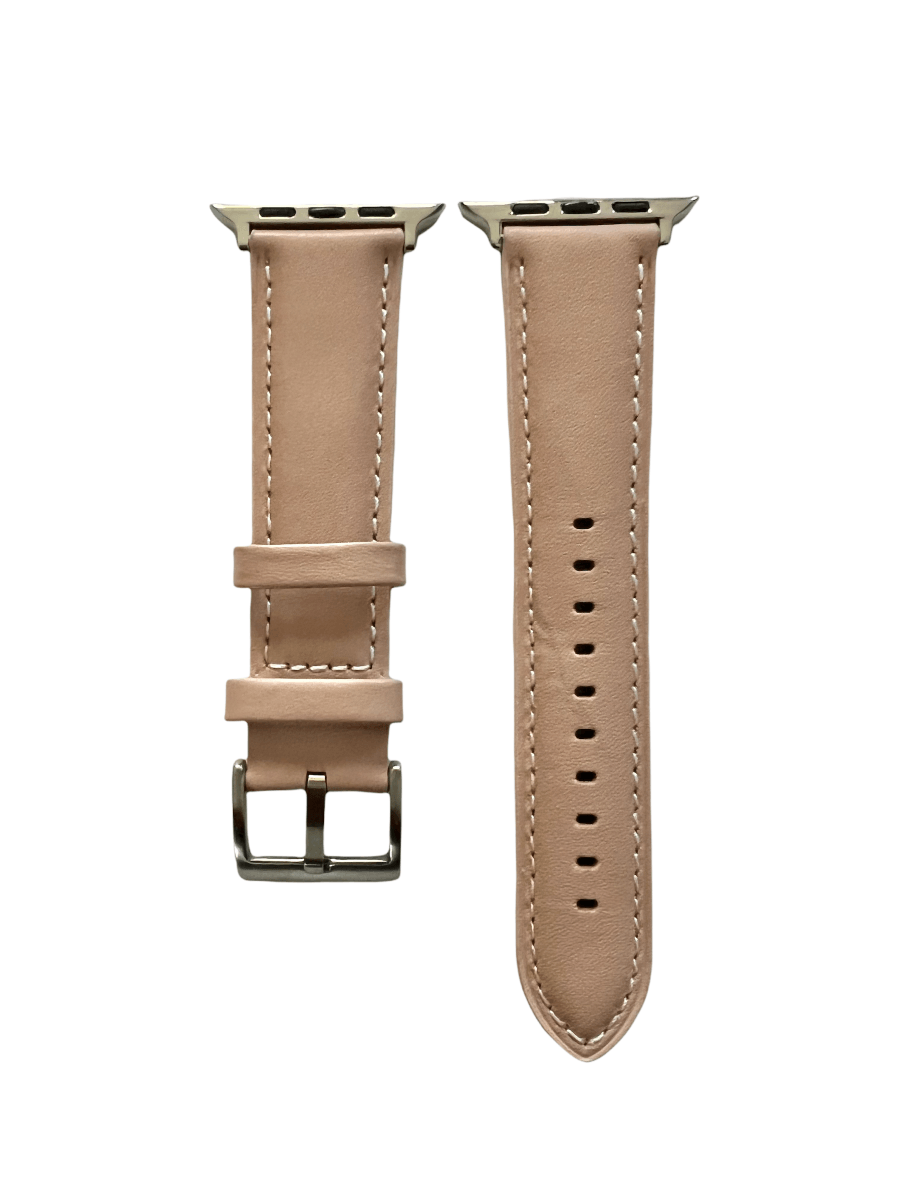Pink beige padded leather Apple Watch band  two-piece strap with buckle and holes | Hedonist Chicago
