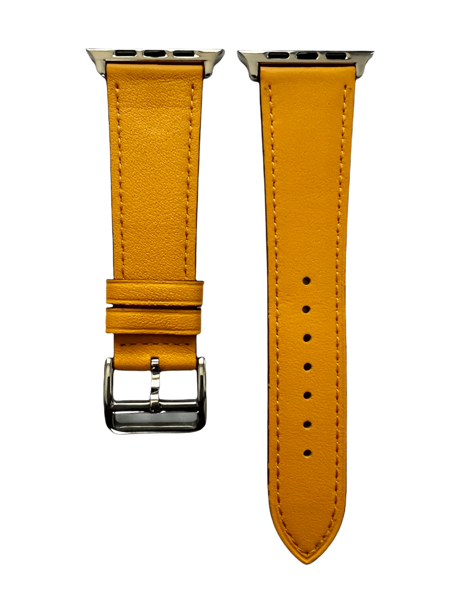 Yellow leather Apple Watch band  two-piece strap with buckle and holes | Hedonist Chicago