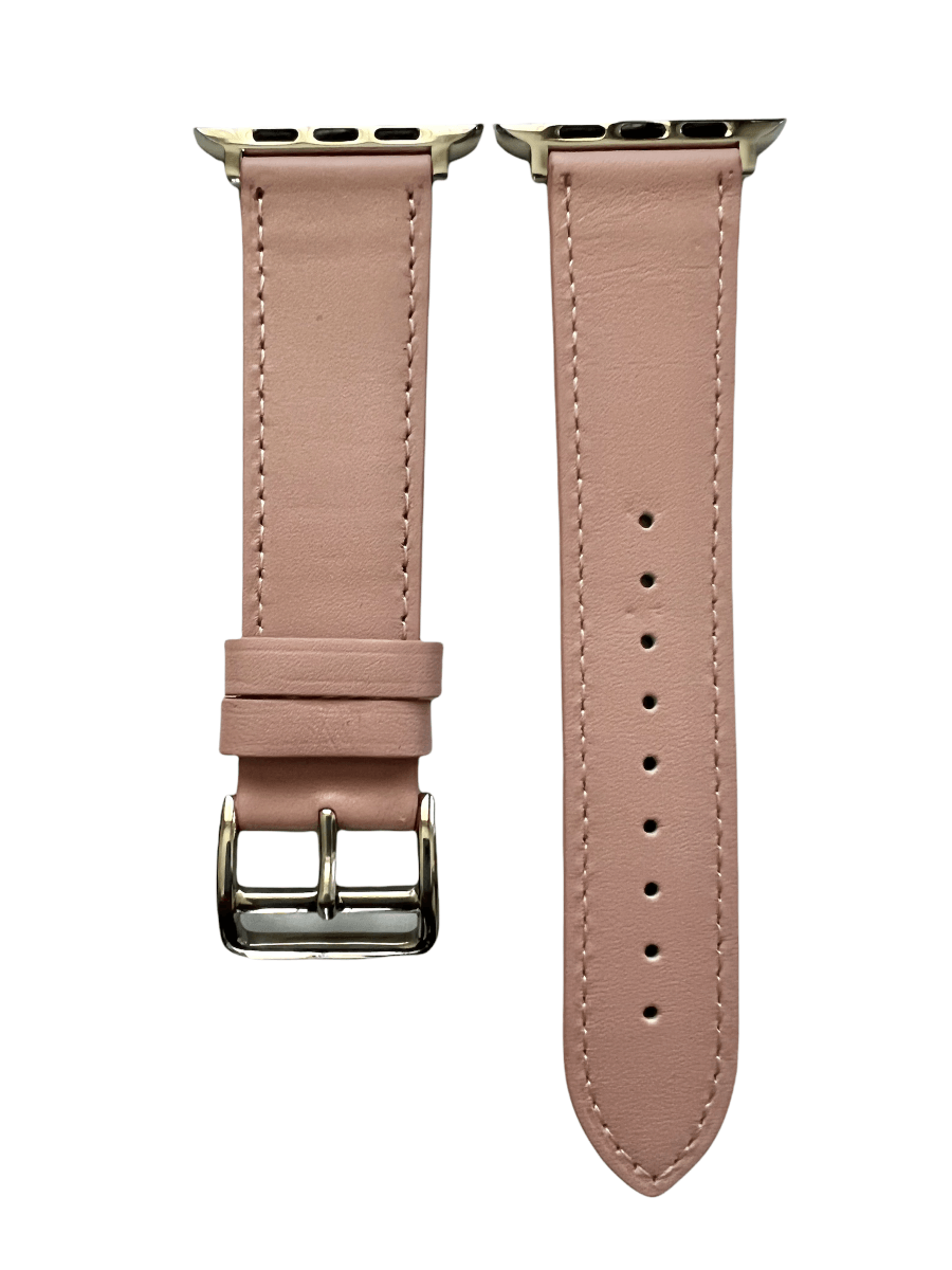 Pink leather Apple Watch band  two-piece strap with buckle and holes | Hedonist Chicago