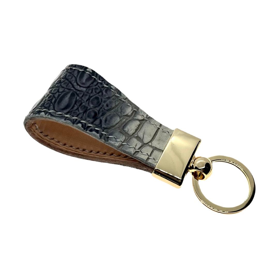 Hedonist Chicago black key chain in black, slim profile, full grain leather, product view