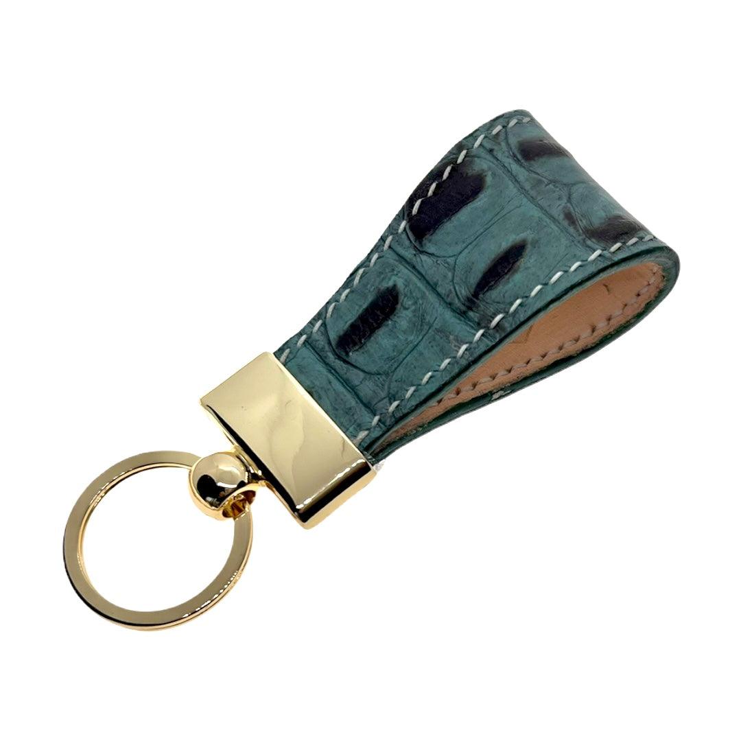 Hedonist Chicago grey key chain in grey, slim profile, full grain leather, product view