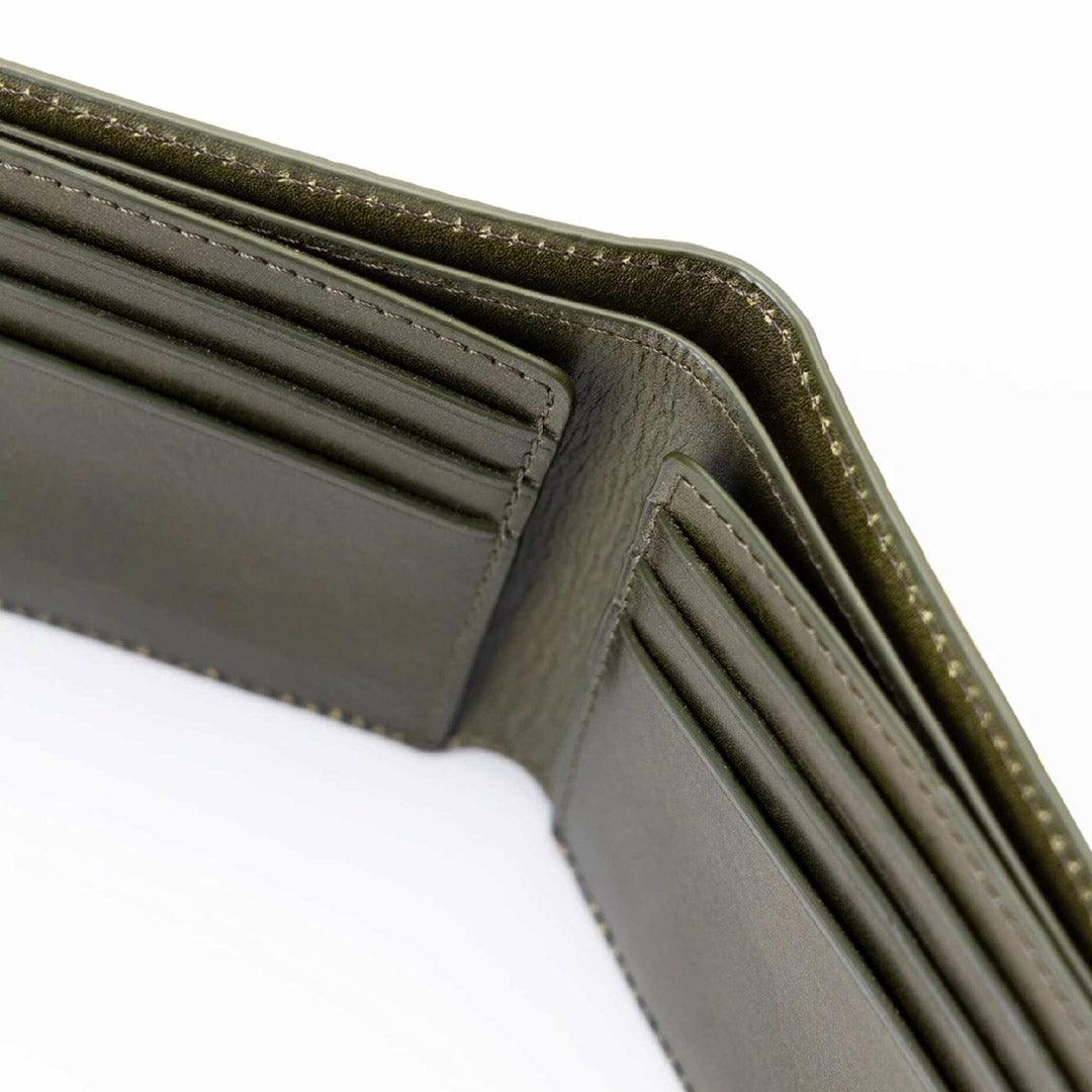 Green Bifold Men's Wallet in Croc-Embossed Leather - card holder for men