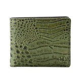 Green Croco Leather Bifold Wallet for Men