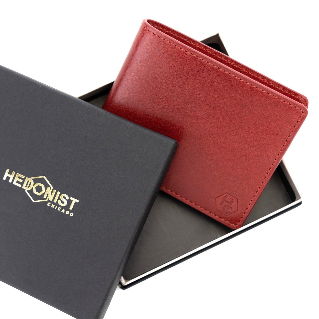 Bifold Red Premium Leather Wallet for Men - best gift for him