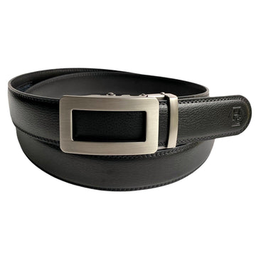 Men's Black Leather Ratchet Belt - Casual 1.38"