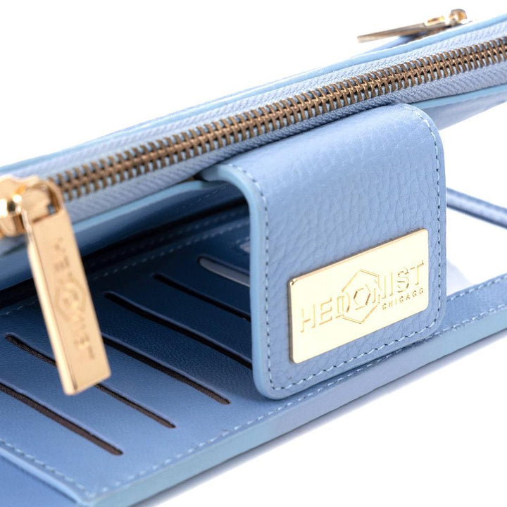 Blue Wallet for Women - Pebbled Leather | Hedonist Chicago | snap