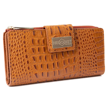 Embossed Brown Leather Wallet for Women - Traveler -Venezia