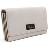 Gray Trifold Wallet for Women in Soft Smooth Leather