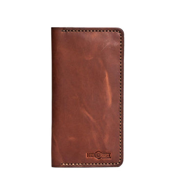 Handmade Long Cardholder 12 Cards Light Mahogany Pull-Up