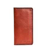 Handmade Long Leather Cardholder 12 Card Slots Red Brick