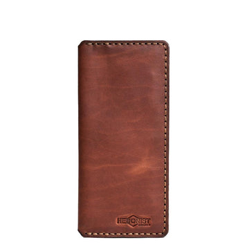 Handmade Long Cardholder 8 Slots Light Mahogany Pull-Up