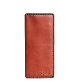 Handmade Long Leather Cardholder 8 Card Slots Red Brick