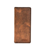 Handmade Long Leather Cardholder 8 Card Slots Tan Pull-Up