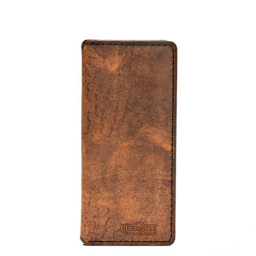 Handmade Long Leather Cardholder 8 Card Slots Tan Pull-Up