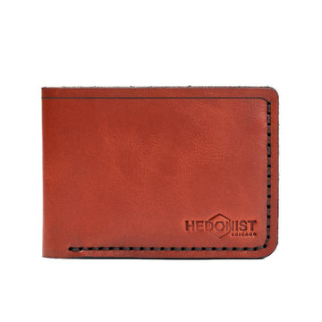 Handmade Men's Leather Wallet 4 Card Slots Red Brick