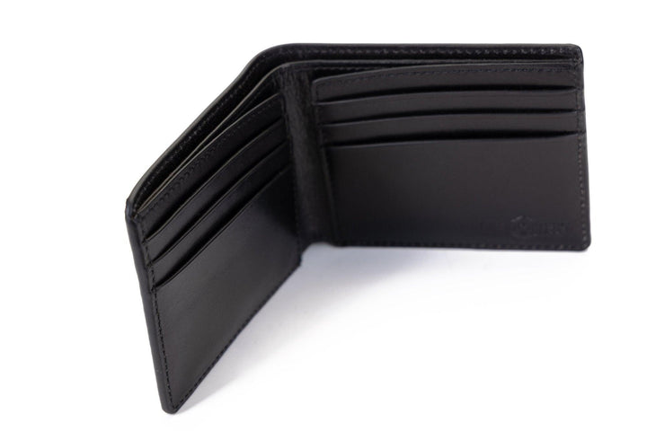Mens black leather wallet - compact and stylish bifold design