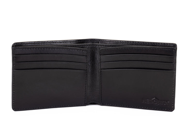 Slim leather wallet for men with card holder and cash section