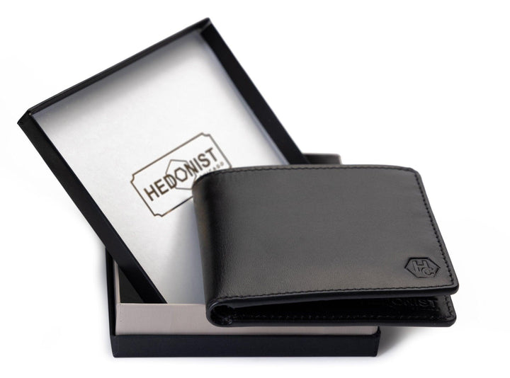 Genuine leather wallet for men - sleek black minimalist style