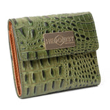 Women’s Green Leather Wallet with Coin Pocket  - Medium Size
