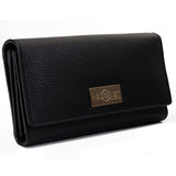 Women’s Large Black Trifold Leather Wallet - Classic and Spacious