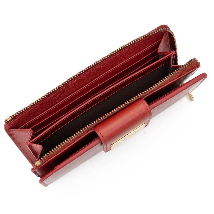 Long Red Leather Wallet for Women | Hedonist Chicago | zipper