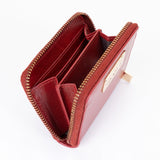 Small Zip Around Red Leather Wallet for Women